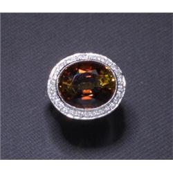 SHERRY TOURMALINE DIAMOND RING PLATINUM...