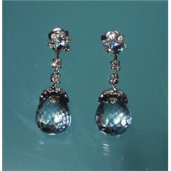 18K AQUAMARINE DIAMOND EARRINGS CARTIER...