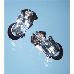 RETRO AQUAMARINE DIAMOND EARCLIPS 18K...
