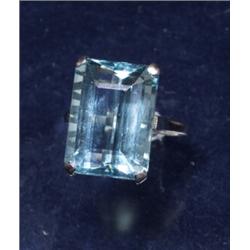 AQUAMARINE DIAMOND 14K WHITE GOLD RING...