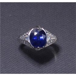 SAPPHIRE DIAMOND RING PLATINUM 4 CTS...