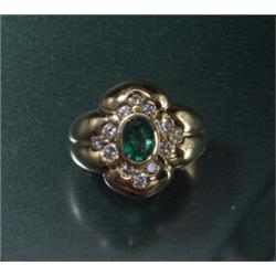 18K EMERALD DIAMOND RING SIGNED APOURI...