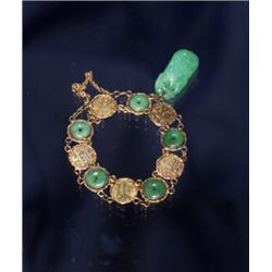 ANTIQUE 14K JADE BRACELET CHINESE...