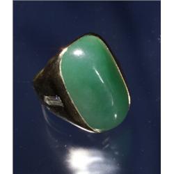 MAN¹S FINE JADE AND DIAMOND RING 14K...