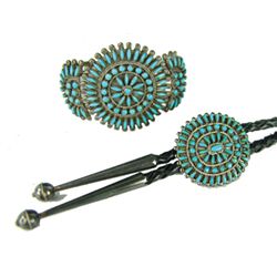 Zuni Ladies' Bolo and Bracelet - Whooee