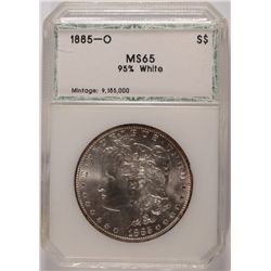 1885-O MORGAN SILVER DOLLAR, PCI MS-65