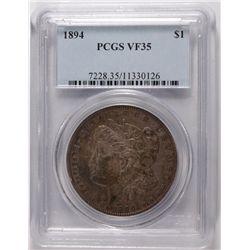 1894-P MORGAN SILVER DOLLAR, PCGS VF-35