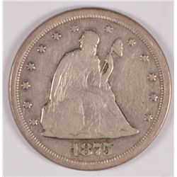 1875-S TWENTY CENT PIECE, FINE