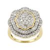 Image 1 : Diamond 2.00ctw Round & Baguette 14k Yellow Gold Over Sterling Silver Cluster Ring