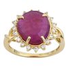 Image 1 : Ruby 6.00ct Rose Cut With .45ctw White Zircon 10k Yellow Gold Ring