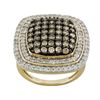 Image 1 : Champagne & White Diamond 2.00ctw Round 10k Yellow Gold Cluster Ring