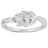 Diamond .12ctw Round Rhodium Over Sterling Silver Leaf Ring