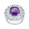 Amethyst 4.25ct With 3.50ctw Blue Topaz And .49ctw Tanzanite Sterling Silver Ring