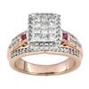 Image 1 : Diamond .89ctw & .11ctw Ruby Engild 10k Rose Gold Over Sterling Silver Ring