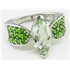 Prasiolite 1.68ct With .75ctw Russian Chrome Diopside Sterling Silver Ring