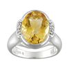 Citrine 6.00ct With White Diamond .06ctw Sterling Silver Ring