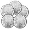 Image 1 : (5) 1 oz Private Mint Buffalo Rounds Silver