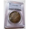 Image 1 : 1887 PCGS MS 63 Deep Rainbow Toned Morgan
