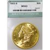 Image 1 : 1903 s MS 63 NTC $20 Gold Liberty