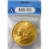 1894 MS  63 ANACS $ 20 Gold Liberty