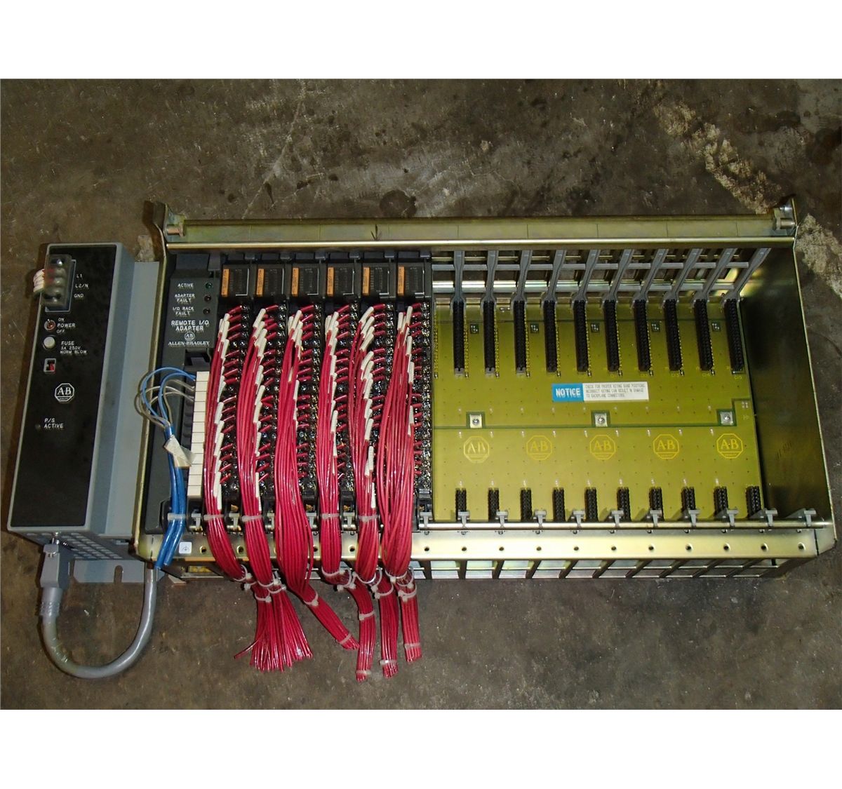 Allen Bradley 16 Slot I/O Chassis Rack Model: 1771-A4B with 6 Outputs ...