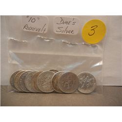 (10) 90% Silver Roosevelt Dimes