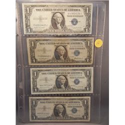(4) $1 Silver Certificates, (1) 1935 and (3) 1937