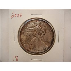 2005 American Silver Eagle, .999 Fine Silver, 1 Troy Oz.