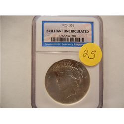 1923 BU Peace Dollar, Graded by NGC