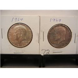 (2) 1964 Kennedy Half Dollars
