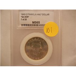 1949-S Franklin Half Dollar, Graded by PCC MS65