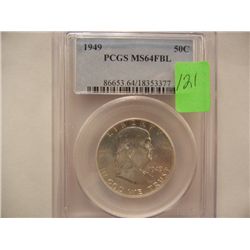 1949 Franklin Half Dollar, Graded by PCGS MS64FBL