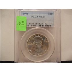 1951 Franklin Half Dollar, Graded by PCGS MS64