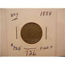 1888 Liberty Head V Nickel, w/ Cents, Key Date