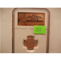2009 Lincoln Head Penny, Birth & Childhood, BU, Graded by NGC