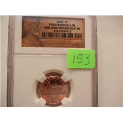 2009 Lincoln Head Penny, Professional Life, BU, Graded by NGC