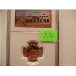 2009-D Lincoln Head Cent, Professional Life, BU, Graded by NGC