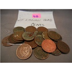(25) Indian Head Cents, Mixed Dates