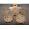 Image 2 : (5) Walking Liberty Half Dollars, Mixed Dates
