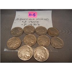 (10) Buffalo Nickels, 1920s-1930s