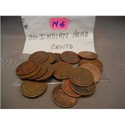 (20) Indian Head Cents, Mixed Dates