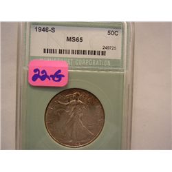 1946-S Walking Liberty Half Dollar, Graded by NTC, MS65