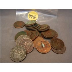 (25) Indian Head Cents, Mixed Dates