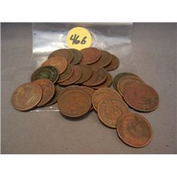 (25) Indian Head Cents, Mixed Dates