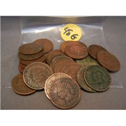 (25) Indian Head Cents, Mixed Dates