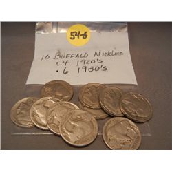 (10) Buffalo Nickels, 1920s-1930s