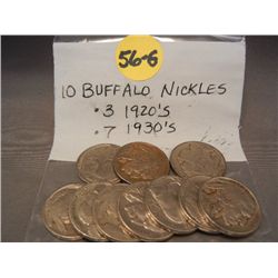 (10) Buffalo Nickels, 1920s-1930s