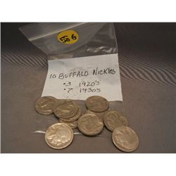 (10) Buffalo Nickels, 1920s-1930s