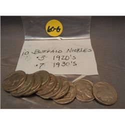 (10) Buffalo Nickels, 1920s-1930s
