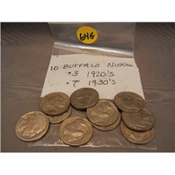 (10) Buffalo Nickels, 1920s-1930s
